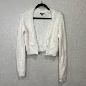 Women’s Faux Fur Cream Cropped Cardigan